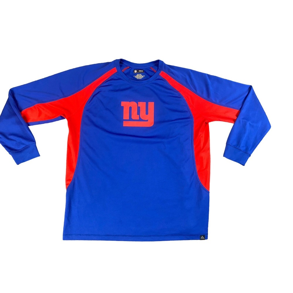 New York Giants NFL Team Apparel Mesh Shirt Adult 2XL Long Sleeve Logo Blue NY
